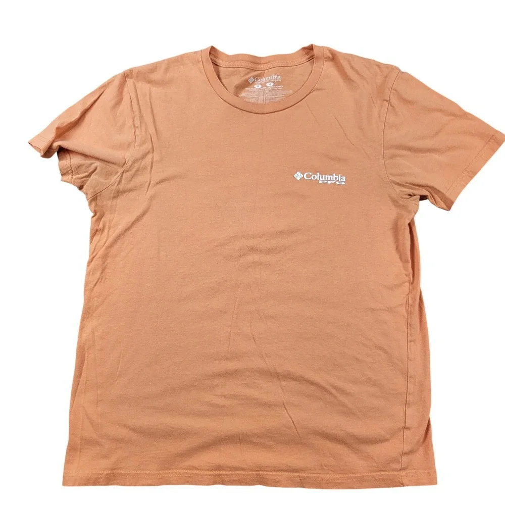 Columbia PFG Mens Orange Graphic T-Shirt‎ Performance Fishing Gear Medium